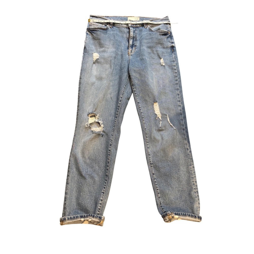 C/E by Current Elliott‎ Distressed Denim Jeans Medium Wash Boyfriend Style
